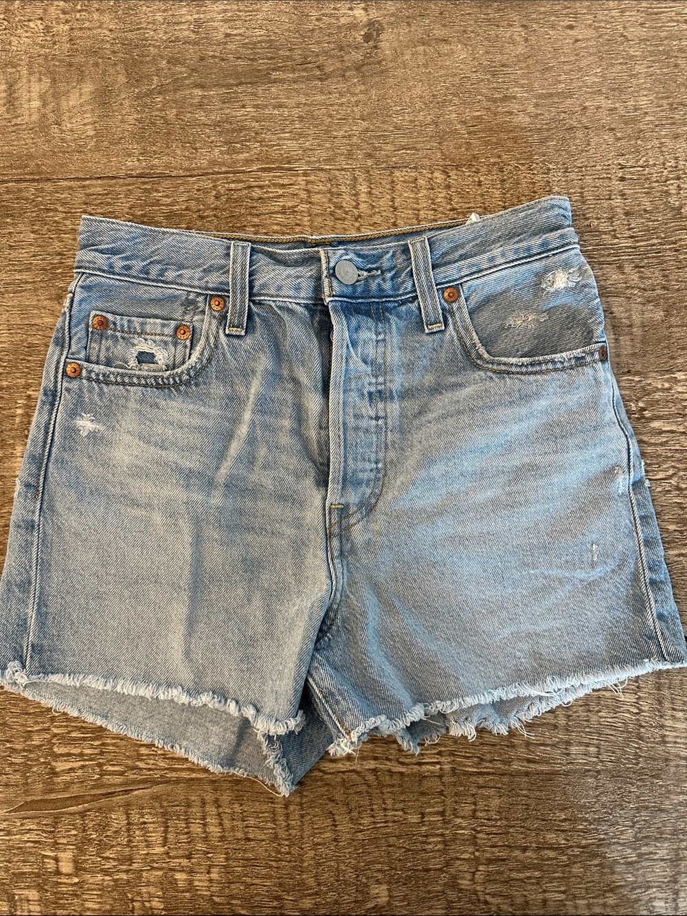 Levi's Light Blue Ribcage Denim Shorts